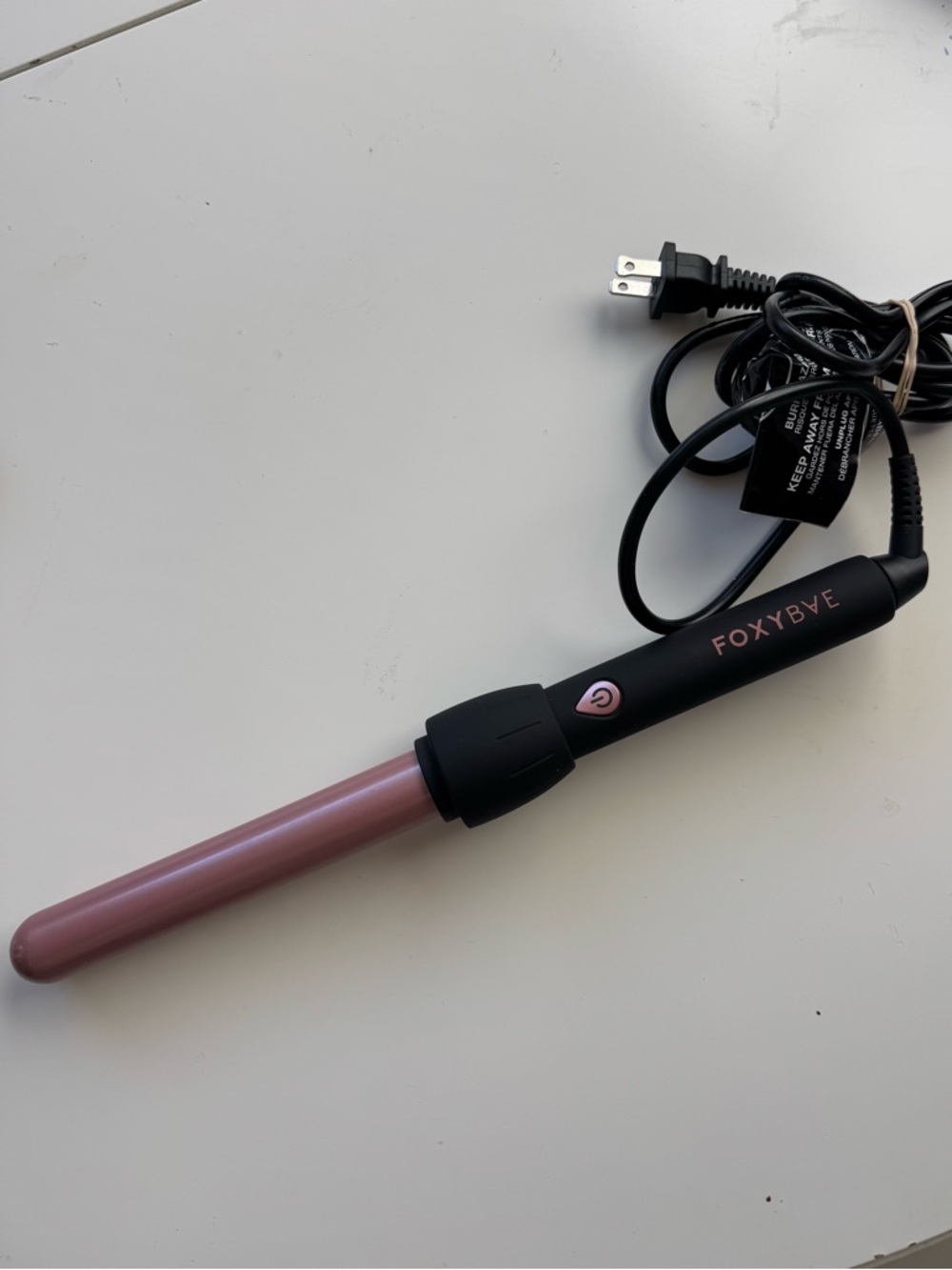 FOXYBAE 1” Curling Wand Ceramic Barrel Pink Black Hair Curler